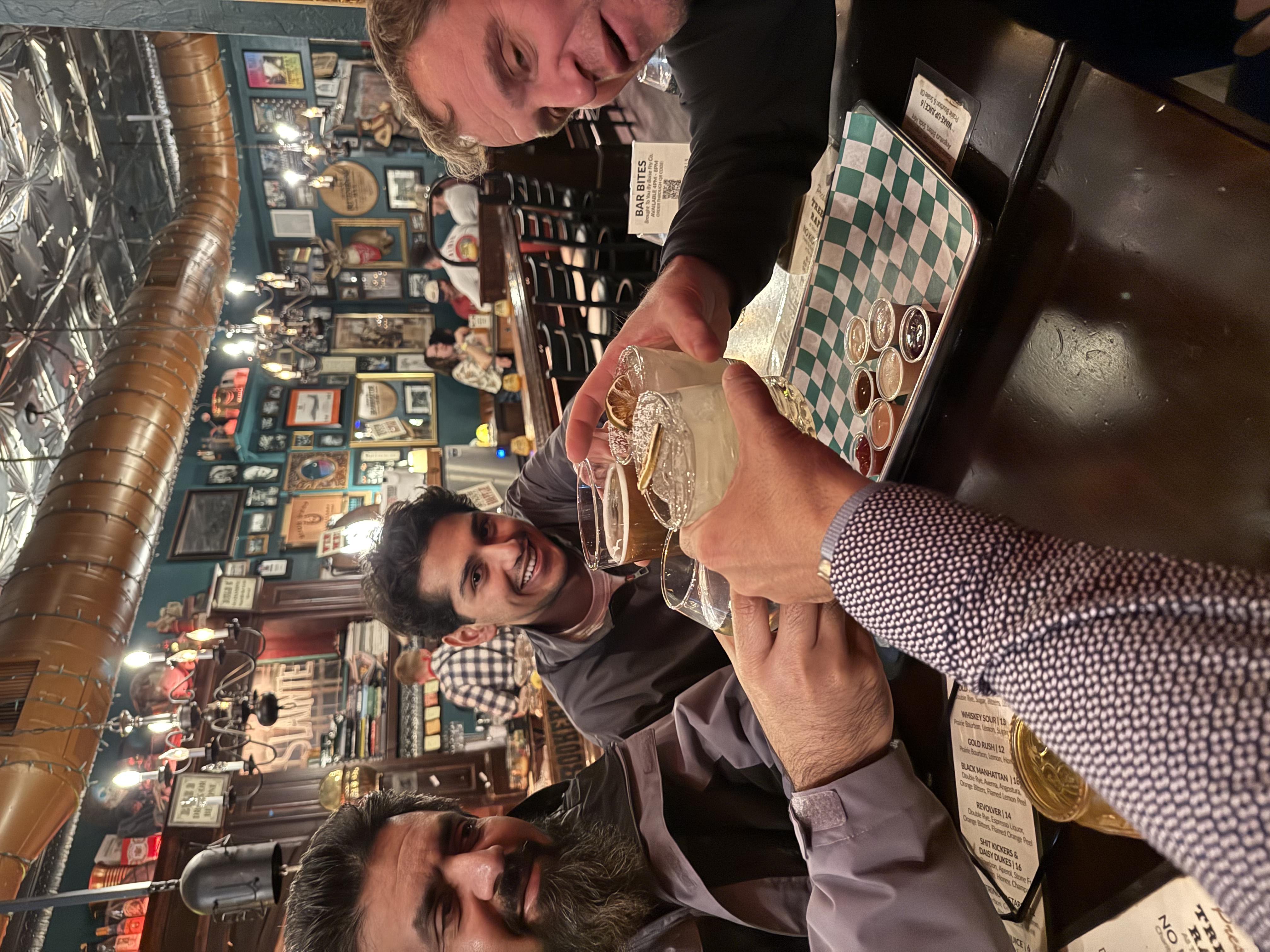 Teammates out at a bar